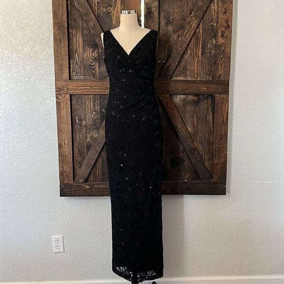 Lauren Ralph Lauren Sleeveless Cowl Neck Sequin Lace Gown - Picture 3 of 11
